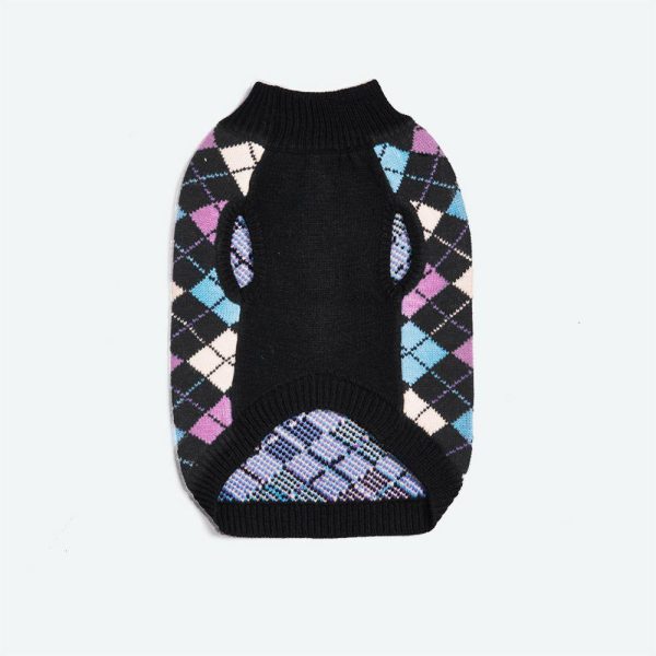 Black Argyle Knit Dog Sweater | Spark Paws Dog Knit Sweaters Wear Dog Knit Sweaters