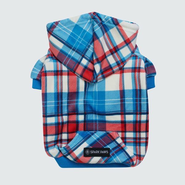 Blue and Red Plaid Dog Hoodie (SIZE S) | Spark Paws Dog and Owner Matching Sets Dog & Owner Matching Sets Dog & Owner Matching Sets