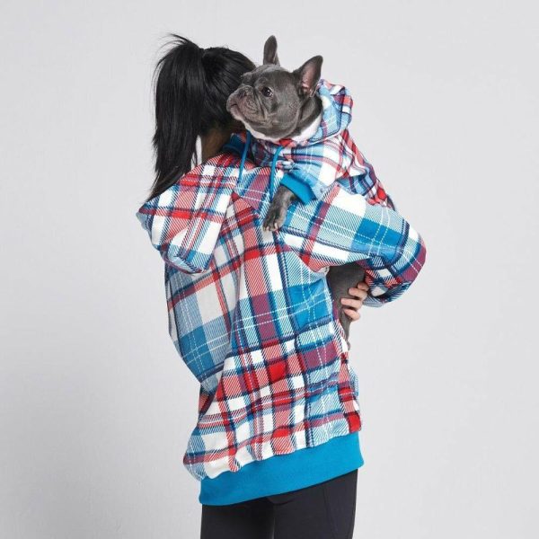 Blue and Red Plaid Human Hoodie | Spark Paws Dog and Owner Matching Sets Dog & Owner Matching Sets Dog & Owner Matching Sets