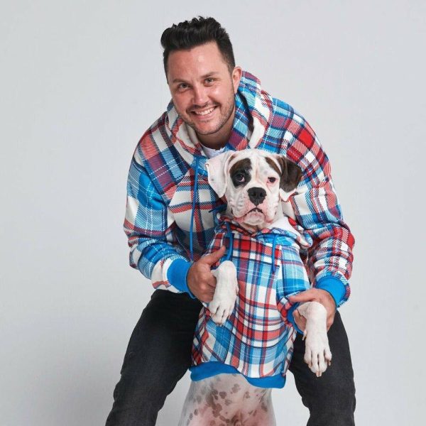 Blue and Red Plaid Human Hoodie | Spark Paws Dog and Owner Matching Sets Dog & Owner Matching Sets Dog & Owner Matching Sets