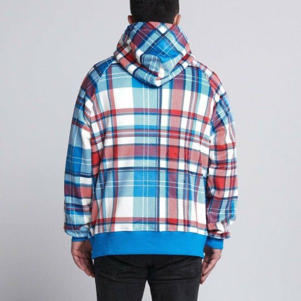 Blue and Red Plaid Human Hoodie | Spark Paws Dog and Owner Matching Sets Dog & Owner Matching Sets Dog & Owner Matching Sets