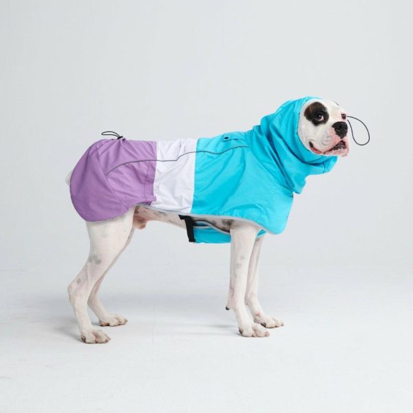 Breatheshield™ Dog Raincoat – Aqua White Purple | Spark Paws Dog Raincoat Dog Raincoat Aqua White Purple