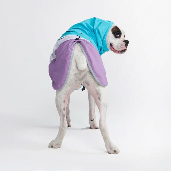 Breatheshield™ Dog Raincoat – Aqua White Purple | Spark Paws Dog Raincoat Dog Raincoat Aqua White Purple