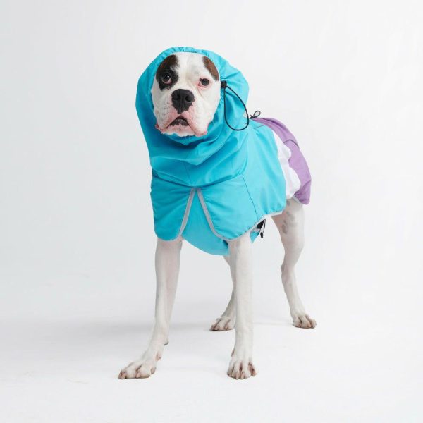 Breatheshield™ Dog Raincoat – Aqua White Purple | Spark Paws Dog Raincoat Dog Raincoat Aqua White Purple