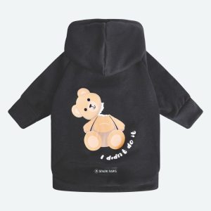 Broken Teddy Bear Dog Hoodie – Black | Spark Paws Dog Hoodies Dog Hoodies Black