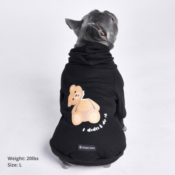 Broken Teddy Bear Dog Hoodie – Black | Spark Paws Dog Hoodies Dog Hoodies Black