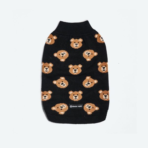 Broken Teddy Bear Knit Dog Sweater – Black | Spark Paws Dog Knit Sweaters Dog Knit Sweaters Black