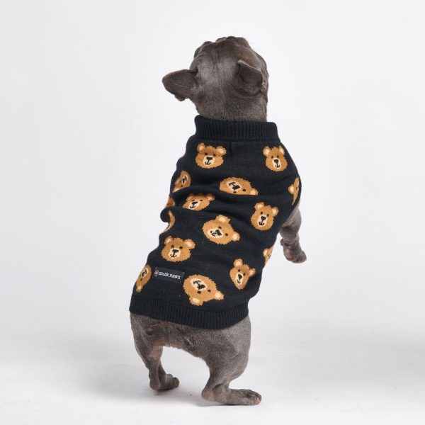 Broken Teddy Bear Knit Dog Sweater – Black | Spark Paws Dog Knit Sweaters Dog Knit Sweaters Black