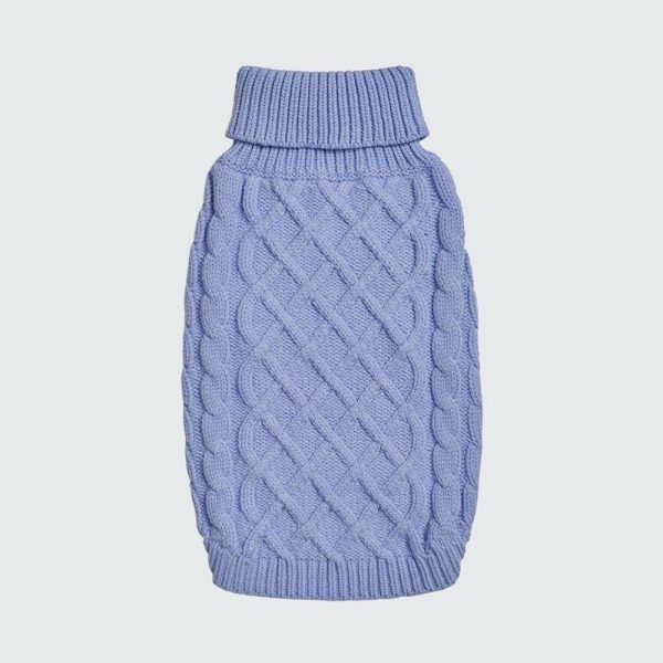 Cable Knit Dog Sweater – Blue | Spark Paws Dog Knit Sweaters Dog Knit Sweaters Blue