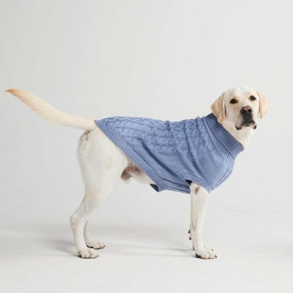 Cable Knit Dog Sweater – Blue | Spark Paws Dog Knit Sweaters Dog Knit Sweaters Blue