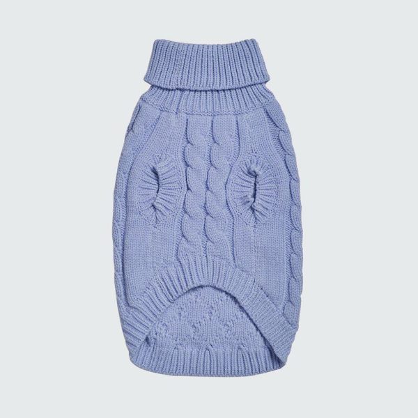 Cable Knit Dog Sweater – Blue | Spark Paws Dog Knit Sweaters Dog Knit Sweaters Blue