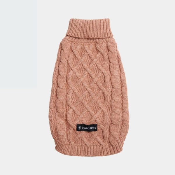 Cable Knit Dog Sweater – Brown | Spark Paws Dog Knit Sweaters Dog Knit Sweaters Brown