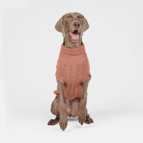 Cable Knit Dog Sweater – Brown | Spark Paws Dog Knit Sweaters Dog Knit Sweaters Brown