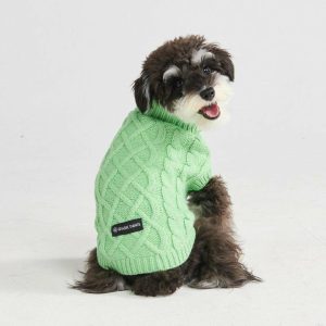 Cable Knit Dog Sweater – Mint Green | Spark Paws Dog Knit Sweaters Dog Knit Sweaters Dog Knit Sweaters