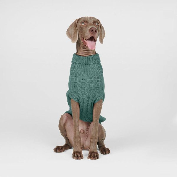 Cable Knit Dog Sweater – Pine Green | Spark Paws Dog Knit Sweaters Dog Knit Sweaters Dog Knit Sweaters