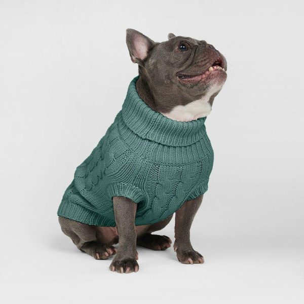 Cable Knit Dog Sweater – Pine Green | Spark Paws Dog Knit Sweaters Dog Knit Sweaters Dog Knit Sweaters