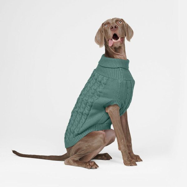 Cable Knit Dog Sweater – Pine Green | Spark Paws Dog Knit Sweaters Dog Knit Sweaters Dog Knit Sweaters