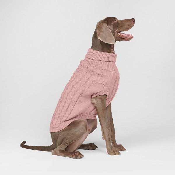 Cable Knit Dog Sweater – Pink | Spark Paws Dog Knit Sweaters Dog Knit Sweaters Dog Knit Sweaters