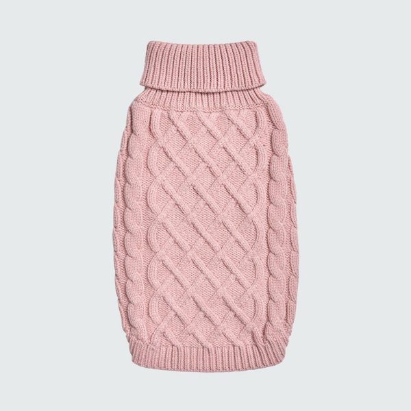 Cable Knit Dog Sweater – Pink | Spark Paws Dog Knit Sweaters Dog Knit Sweaters Dog Knit Sweaters