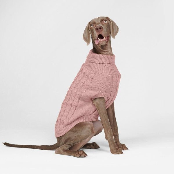 Cable Knit Dog Sweater – Pink | Spark Paws Dog Knit Sweaters Dog Knit Sweaters Dog Knit Sweaters