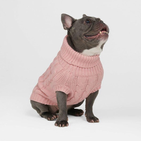 Cable Knit Dog Sweater – Pink | Spark Paws Dog Knit Sweaters Dog Knit Sweaters Dog Knit Sweaters