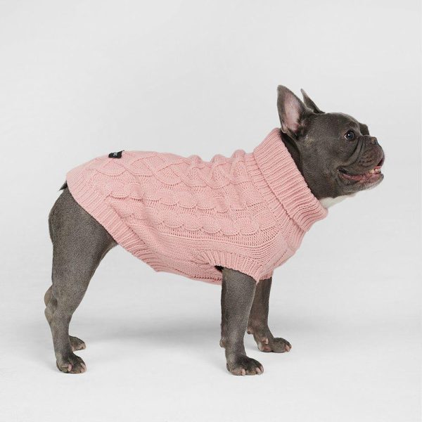 Cable Knit Dog Sweater – Pink | Spark Paws Dog Knit Sweaters Dog Knit Sweaters Dog Knit Sweaters