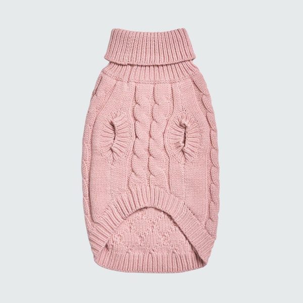 Cable Knit Dog Sweater – Pink | Spark Paws Dog Knit Sweaters Dog Knit Sweaters Dog Knit Sweaters