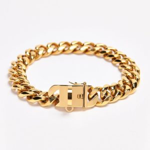 Cuban Link Chain Dog Collar – Gold | Spark Paws Cuban Link Chain Dog Collars Chains & Tags Cuban Link Chain Dog Collars