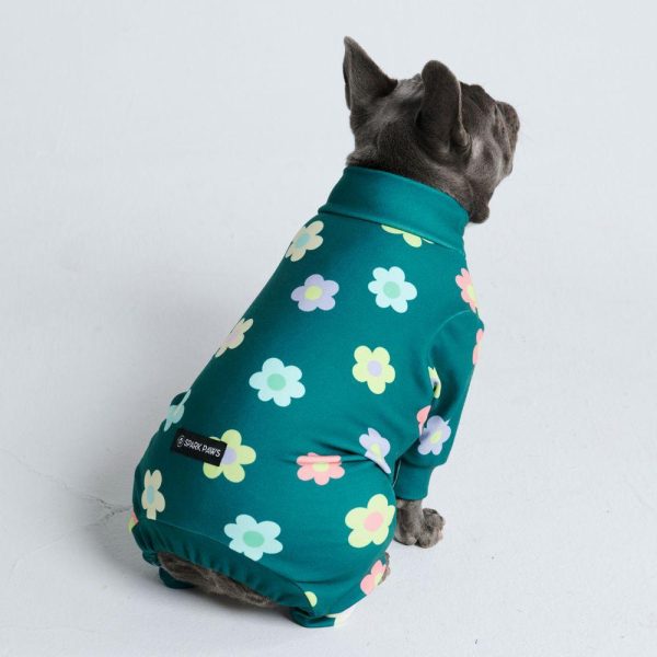 Dog Pajama – Flower Green | Spark Paws Dog Pajama Onesies Dog Pajama Onesies Dog Pajama Onesies