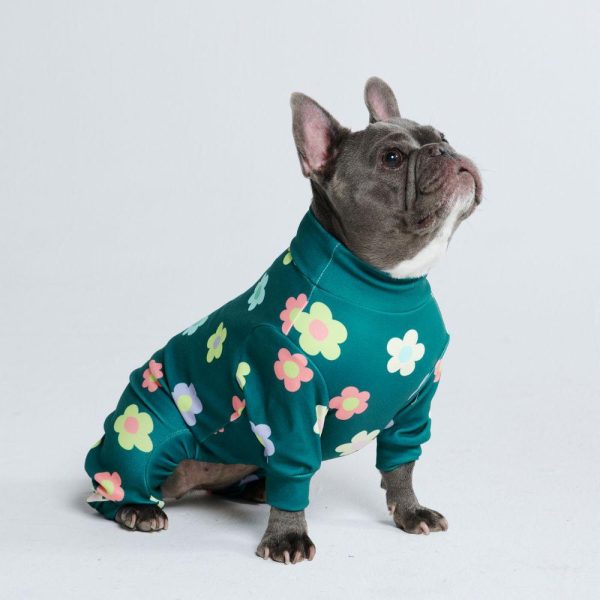 Dog Pajama – Flower Green | Spark Paws Dog Pajama Onesies Dog Pajama Onesies Dog Pajama Onesies