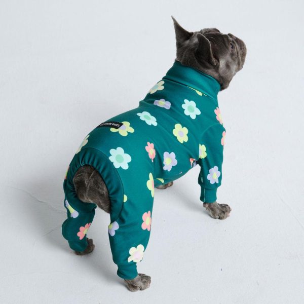 Dog Pajama – Flower Green | Spark Paws Dog Pajama Onesies Dog Pajama Onesies Dog Pajama Onesies