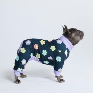 Dog Pajama – Flower Navy | Spark Paws Dog Pajama Onesies Dog Pajama Onesies Dog Pajama Onesies