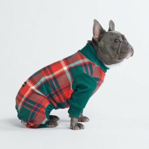 Dog Pajama – Green and Red Plaid | Spark Paws Dog Pajama Onesies Dog Pajama Onesies Dog Pajama Onesies