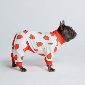 Dog Pajama – Strawberries | Spark Paws Dog Pajama Onesies Dog Pajama Onesies Dog Pajama Onesies