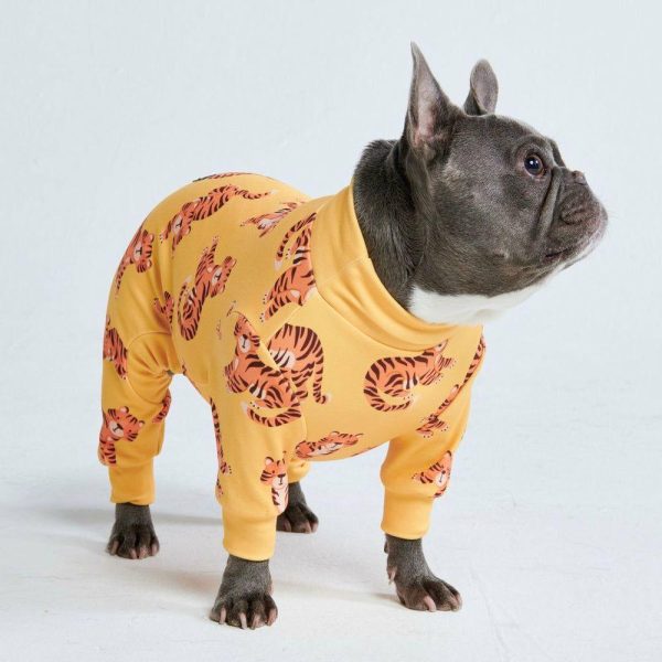 Dog Pajama – Tiger – Yellow | Spark Paws Dog Pajama Onesies Dog Pajama Onesies Dog Pajama Onesies