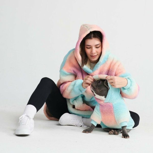 Fluffdreams Oversized Human Hoodie – Pastel Icing | Spark Paws Dog and Owner Matching Sets Dog & Owner Matching Sets Dog & Owner Matching Sets