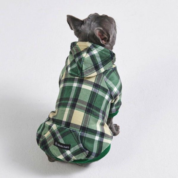 Green Plaid Dog Hoodie | Spark Paws Dog Hoodies Dog & Owner Matching Sets Dog & Owner Matching Sets