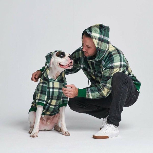 Green Plaid Human Hoodie | Spark Paws Dog and Owner Matching Sets Dog & Owner Matching Sets Dog & Owner Matching Sets