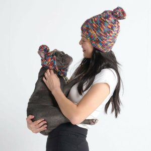 Human Pompom Hat – Kaleidoscope | Spark Paws Dog Hats and Accessories Dog Hats & Accessories Dog Hats & Accessories