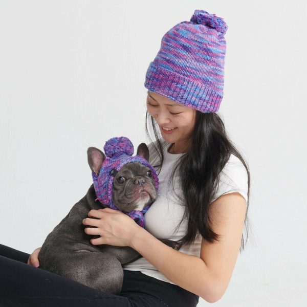 Human Pompom Hat – Purple & Lavender | Spark Paws Dog Hats and Accessories Dog Hats & Accessories Dog Hats & Accessories