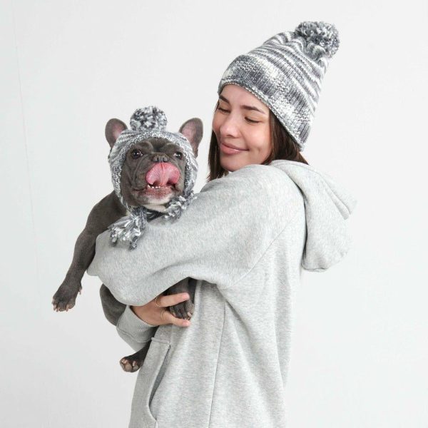 Human Pompom Hat – Salt and Pepper | Spark Paws Dog Hats and Accessories Dog Hats & Accessories Dog Hats & Accessories