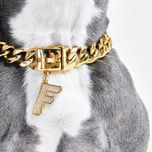 Initial Letter Jewelry Tag – F | Spark Paws Letter Jewelry Dog Tags Chains & Tags Gold