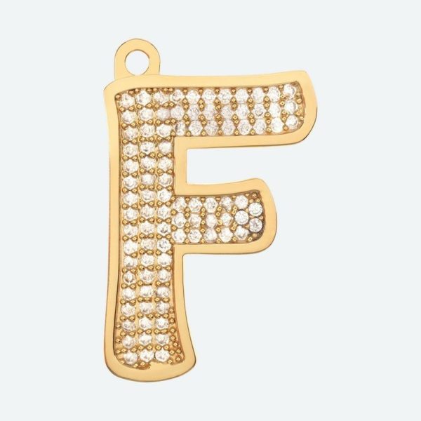 Initial Letter Jewelry Tag – F | Spark Paws Letter Jewelry Dog Tags Chains & Tags Gold