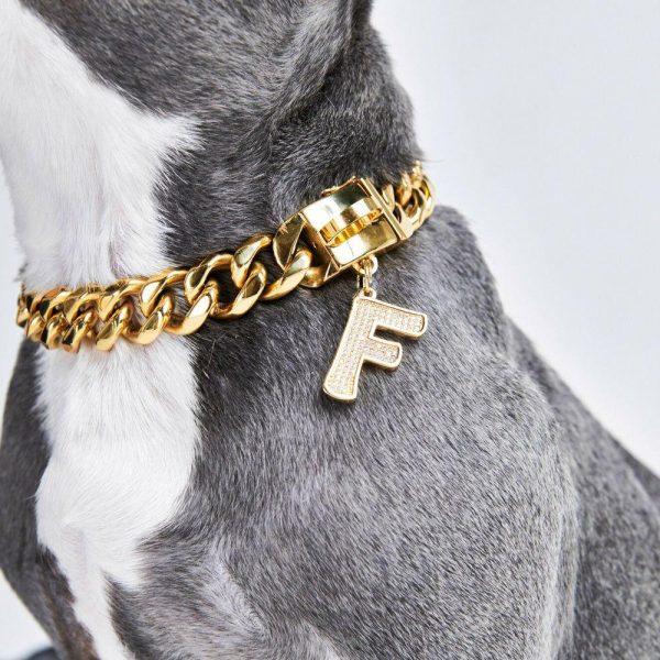 Initial Letter Jewelry Tag – F | Spark Paws Letter Jewelry Dog Tags Chains & Tags Gold