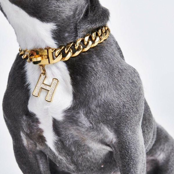 Initial Letter Jewelry Tag – H | Spark Paws Letter Jewelry Dog Tags Chains & Tags Gold