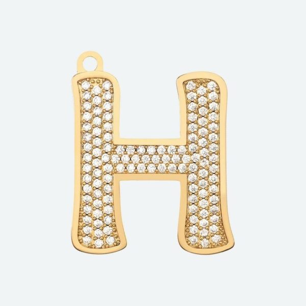 Initial Letter Jewelry Tag – H | Spark Paws Letter Jewelry Dog Tags Chains & Tags Gold