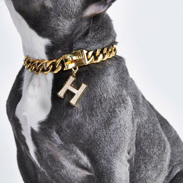 Initial Letter Jewelry Tag – H | Spark Paws Letter Jewelry Dog Tags Chains & Tags Gold