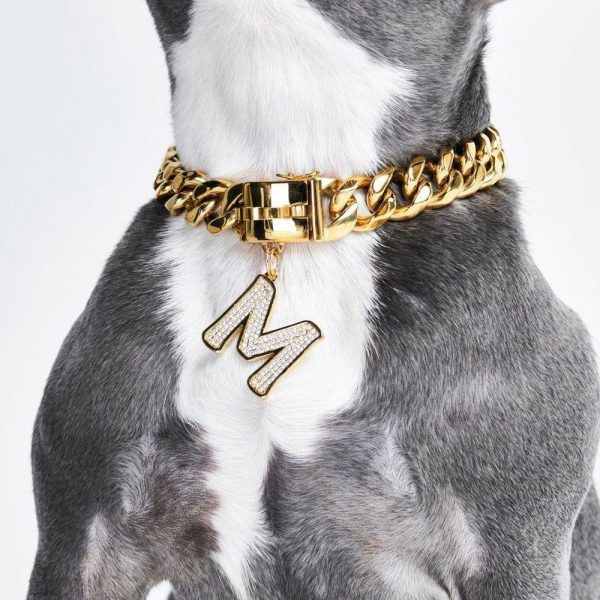 Initial Letter Jewelry Tag – M | Spark Paws Letter Jewelry Dog Tags Chains & Tags Gold