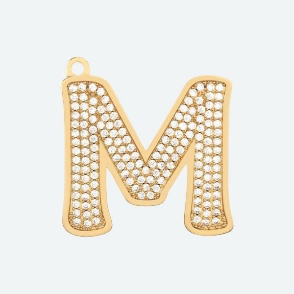 Initial Letter Jewelry Tag – M | Spark Paws Letter Jewelry Dog Tags Chains & Tags Gold