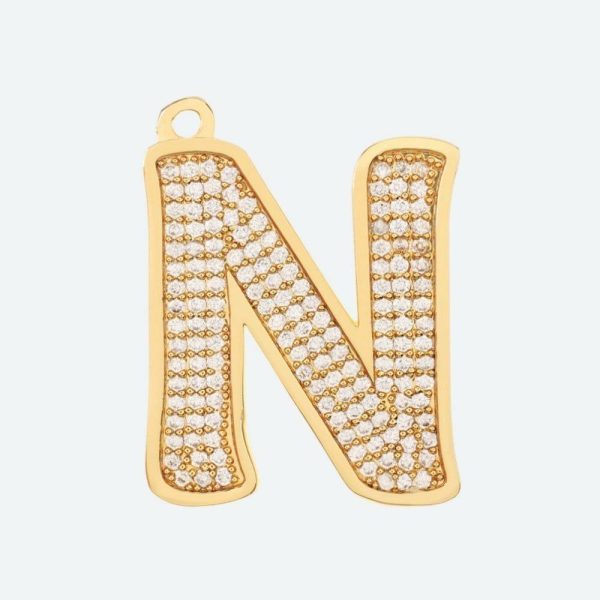 Initial Letter Jewelry Tag – N | Spark Paws Letter Jewelry Dog Tags Chains & Tags Gold